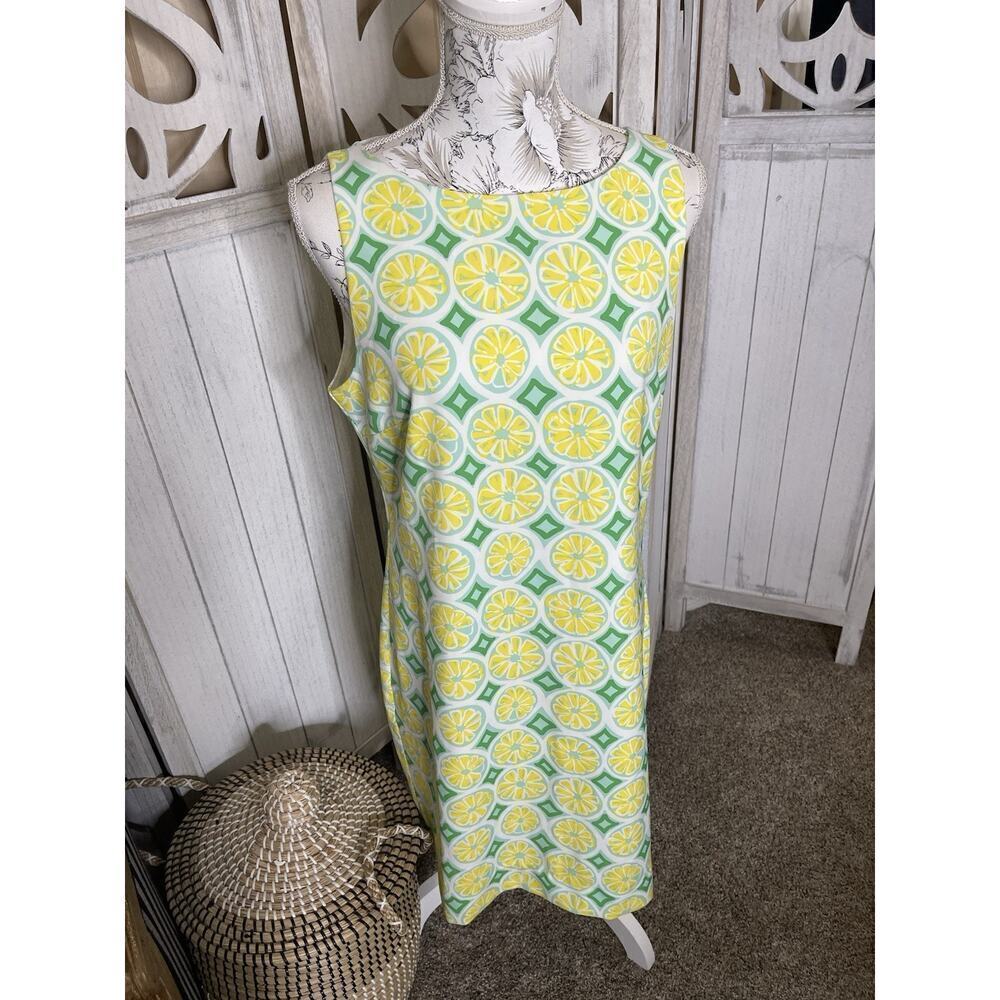 Sail to Sable STS Lemon Print Summer Sleeveless Shift Dress Women's Size Medium